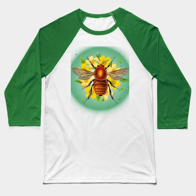 Bee on flowers Baseball T-Shirt by BellaPixel